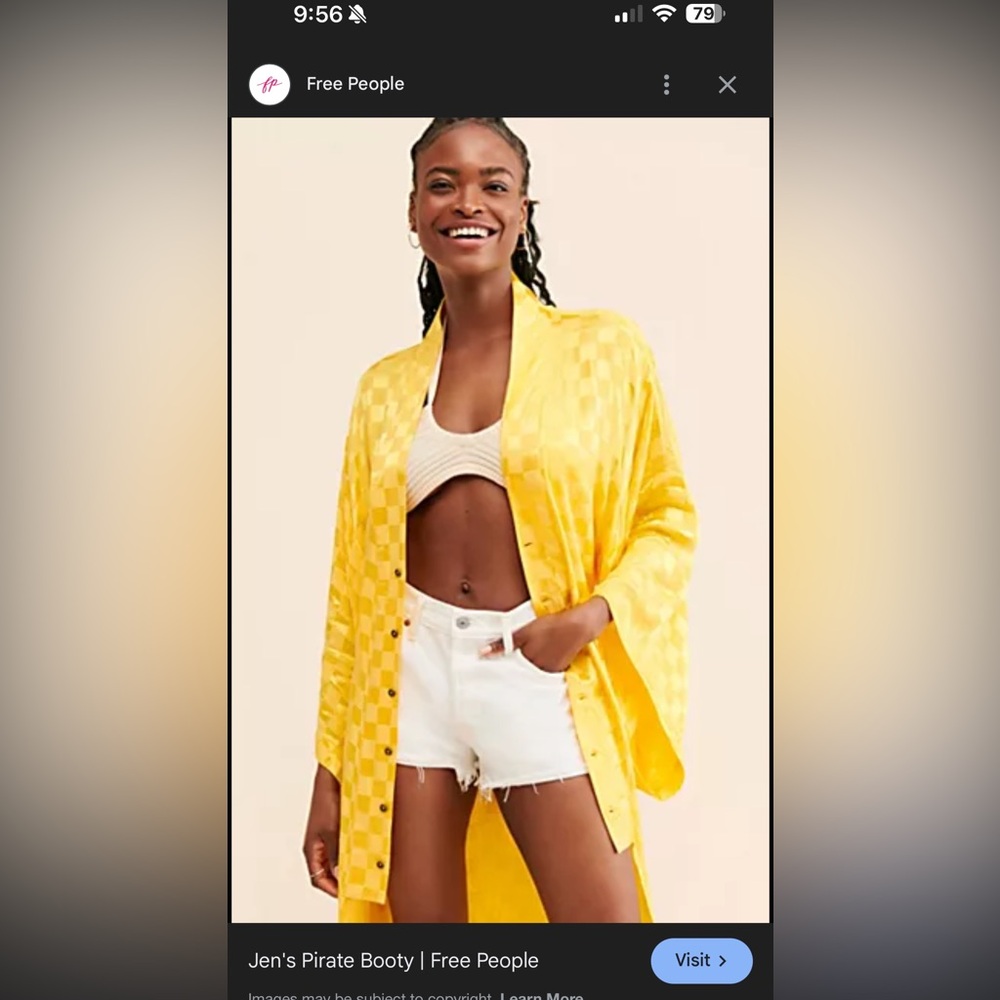 Free People Yellow Checkered Swim Cover-Up